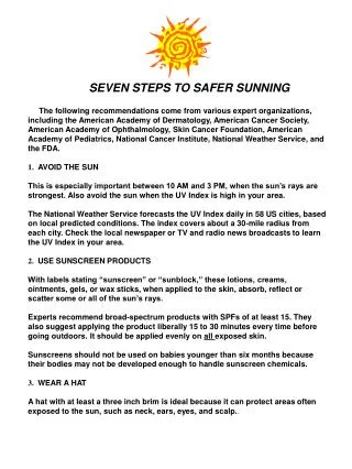 SEVEN STEPS TO SAFER SUNNING