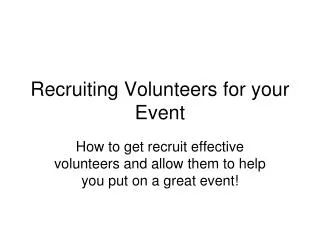 Recruiting Volunteers for your Event