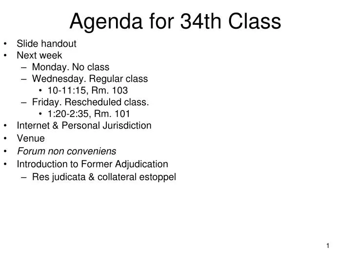 agenda for 34th class