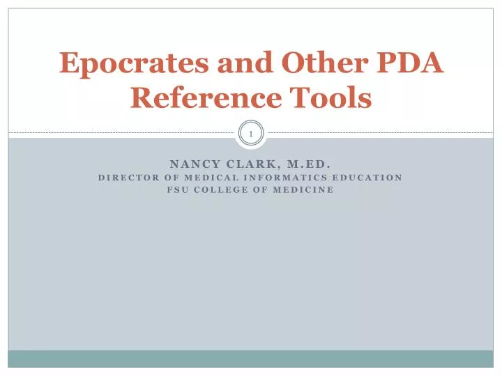 epocrates and other pda reference tools