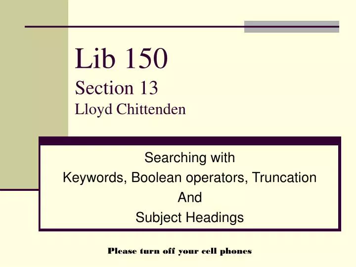 lib 150 section 13 lloyd chittenden