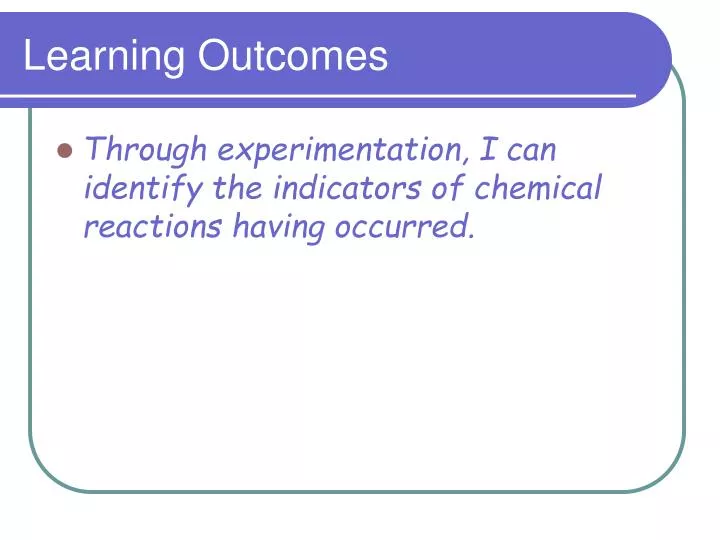 learning outcomes