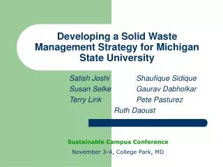 Developing a Solid Waste Management Strategy for Michigan State University