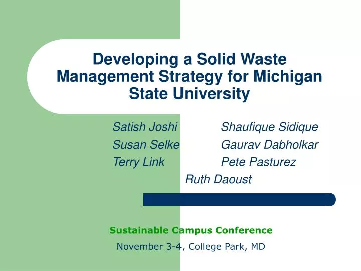 developing a solid waste management strategy for michigan state university