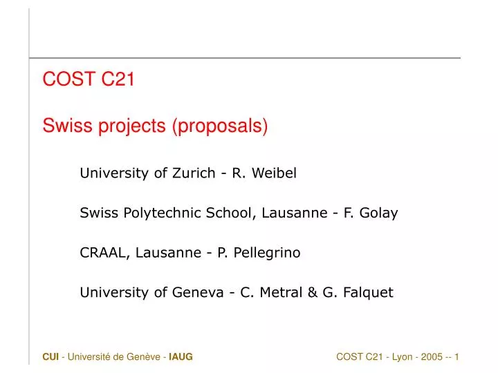 cost c21 swiss projects proposals