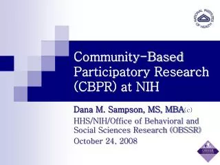 Community-Based Participatory Research (CBPR) at NIH