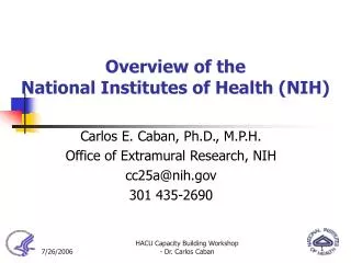 Overview of the National Institutes of Health (NIH)