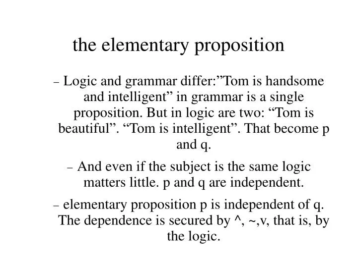the elementary proposition