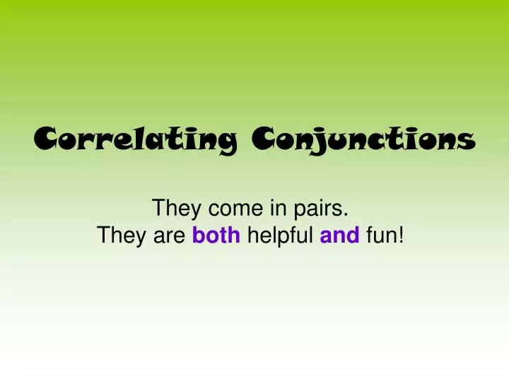 correlating conjunctions