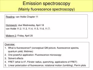 Emission spectroscopy (Mainly fluorescence spectroscopy)