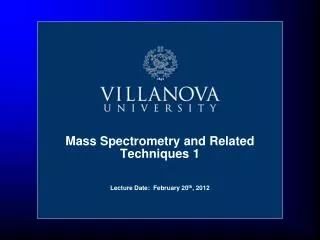 Mass Spectrometry and Related Techniques 1