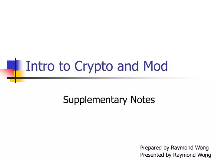 intro to crypto and mod