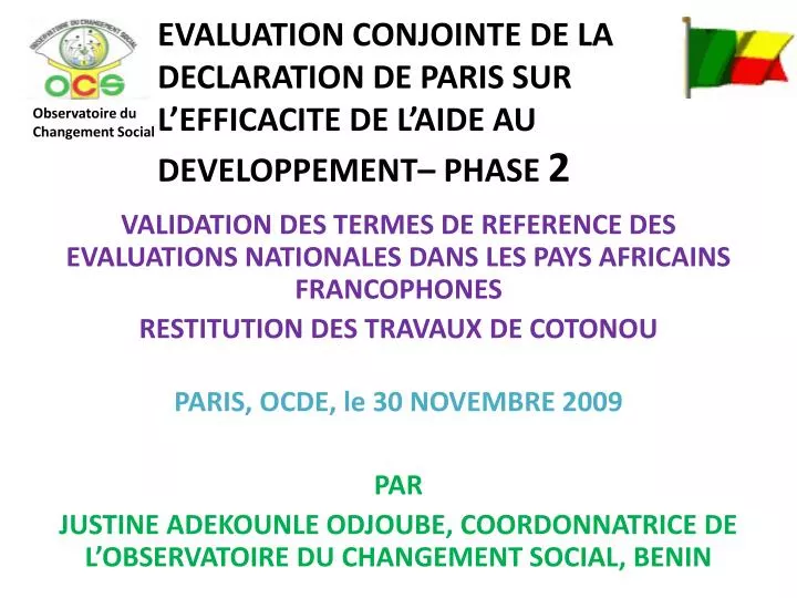 evaluation conjointe de la declaration de paris sur l efficacite de l aide au developpement phase 2