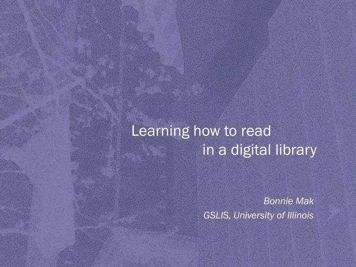 learning how to read in a digital library