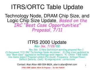 ITRS Table Definitions/Guidelines, Proposal Rev1, 7/11/00