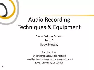 Audio Recording Techniques &amp; Equipment