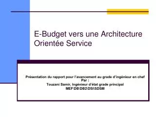 e budget vers une architecture orient e service
