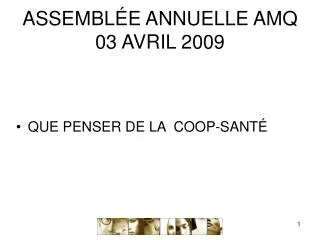 ASSEMBLÉE ANNUELLE AMQ 03 AVRIL 2009