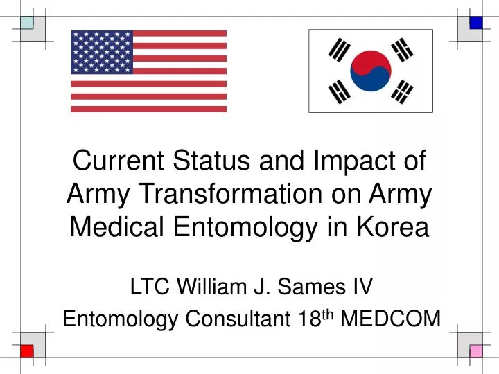 current status and impact of army transformation on army medical entomology in korea