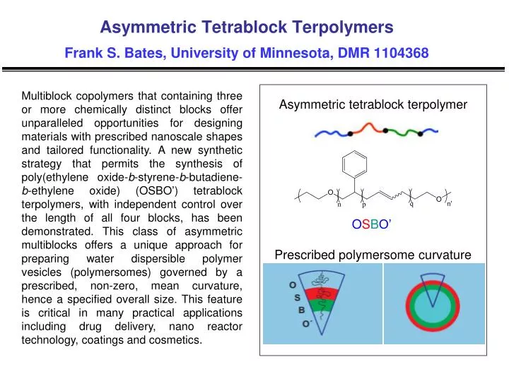 asymmetric tetrablock terpolymers frank s bates university of minnesota dmr 1104368