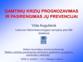 gamtini krizi prognozavimas ir pasirengimas j prevencijai