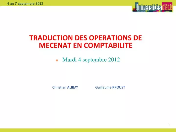 traduction des operations de mecenat en comptabilite