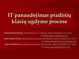 it panaudojimas pradini klasi ugdymo procese