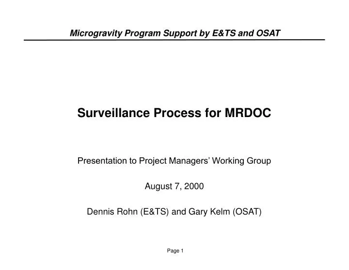 surveillance process for mrdoc