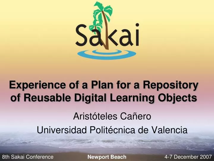 experience of a plan for a repository of reusable digital learning objects