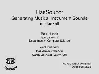HasSound: Generating Musical Instrument Sounds in Haskell