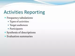 Activities Reporting