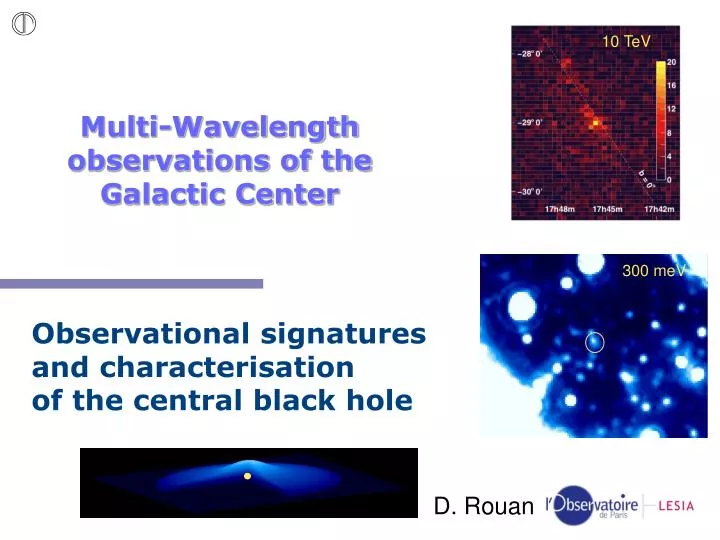 multi wavelength observations of the galactic center