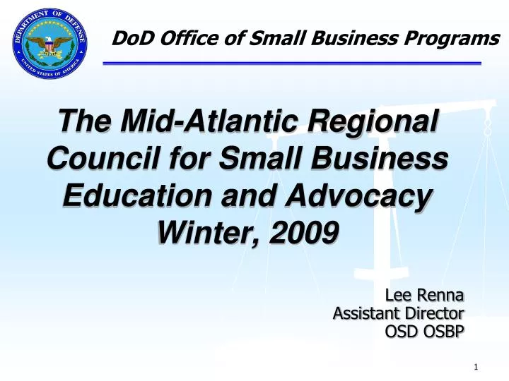 the mid atlantic regional council for small business education and advocacy winter 2009