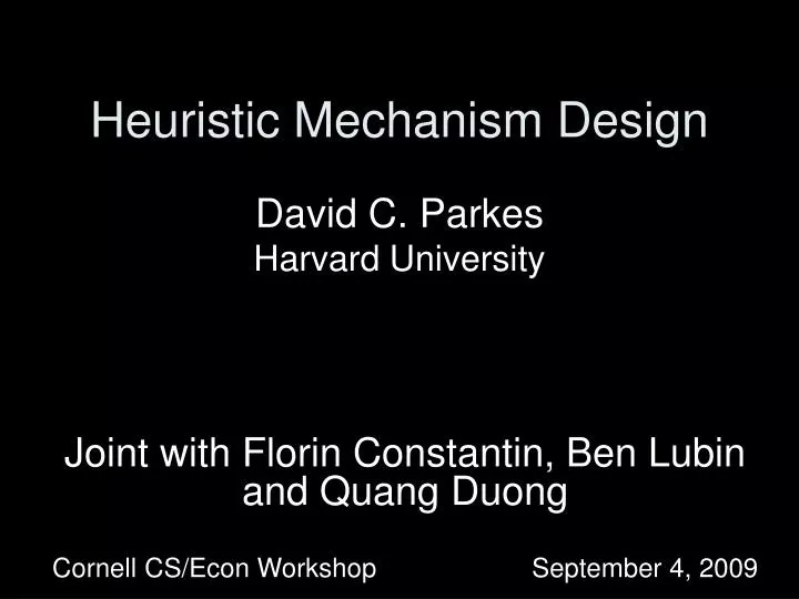 heuristic mechanism design