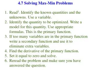 4.7 Solving Max-Min Problems
