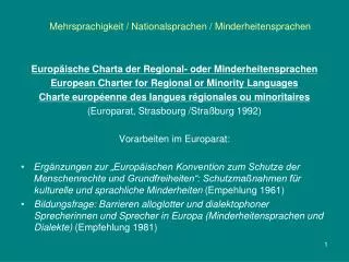 Mehrsprachigkeit / Nationalsprachen / Minderheitensprachen