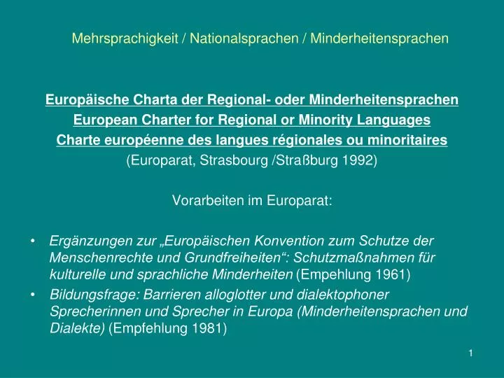 mehrsprachigkeit nationalsprachen minderheitensprachen