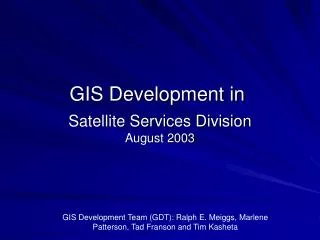 Satellite Services Division August 2003