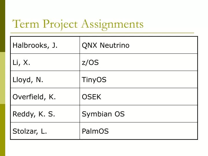 term project assignments