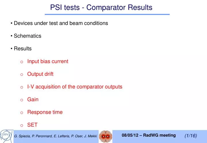 psi tests comparator results