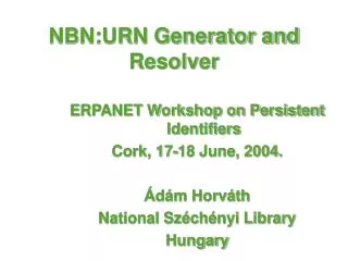 NBN:URN Generator and Resolver