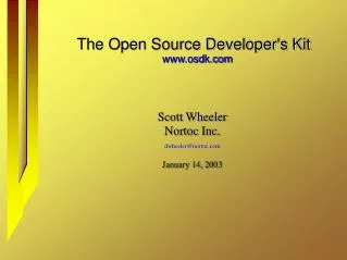 The Open Source Developer's Kit osdk