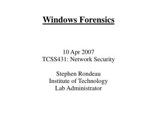 Windows Forensics