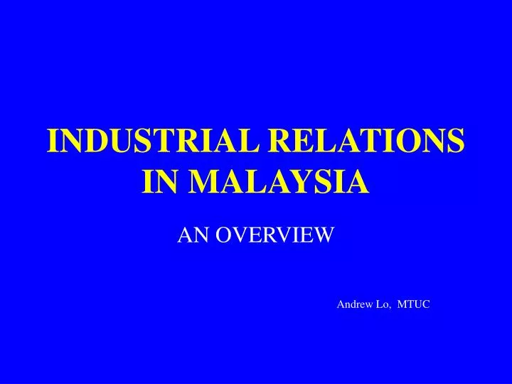industrial relations in malaysia
