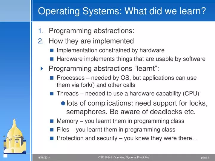 operating systems what did we learn