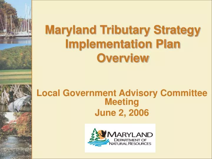 maryland tributary strategy implementation plan overview