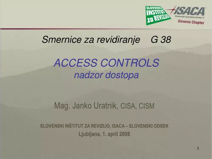 smernice za revidiranje g 38 access controls nadzor dostopa
