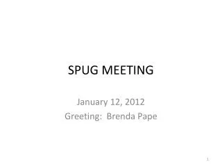SPUG MEETING