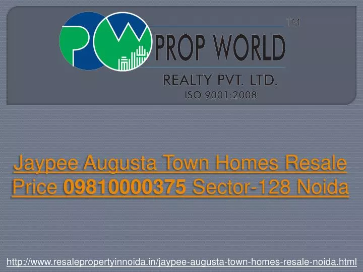 jaypee augusta town homes resale price 09810000375 sector 128 noida