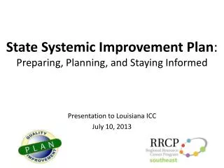 State Systemic Improvement Plan : Preparing, Planning, and Staying Informed